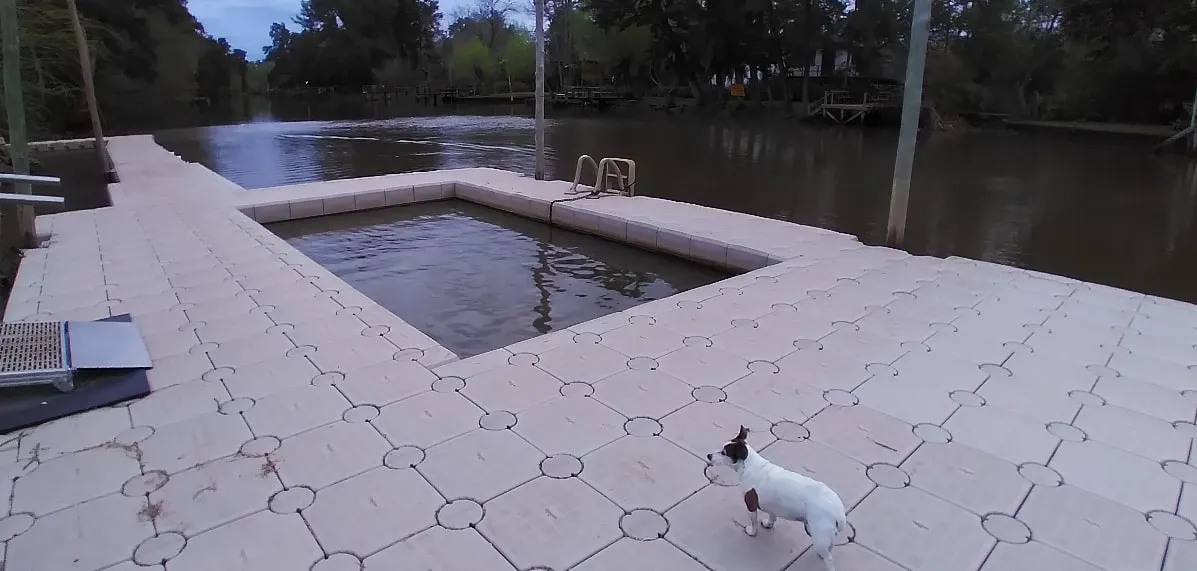 Muelle con pileta flotante