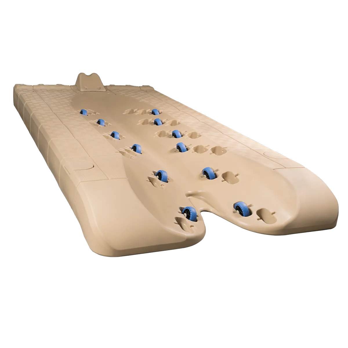JetRoll beige de una sola pieza con sus 12 ruedas azules